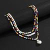 Boho Asymmetrie Bunte Perlen Mit Weißen Imitationsperlen Choker Halsketten für Männer Sommer Regenbogen Buchstaben Halskette Modeschmuck