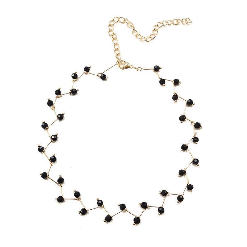 Korean Version Of The Simple Wild Black Crystal Short Clavicle Chain Female Jewelry Beaded Necklaces & Pendants