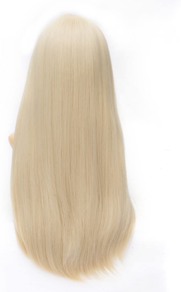 60cm Heat-Resistant Cosplay Wig, Perfect for School Festivals and Girls, Long Straight Light Golden Blonde Wig with Net
