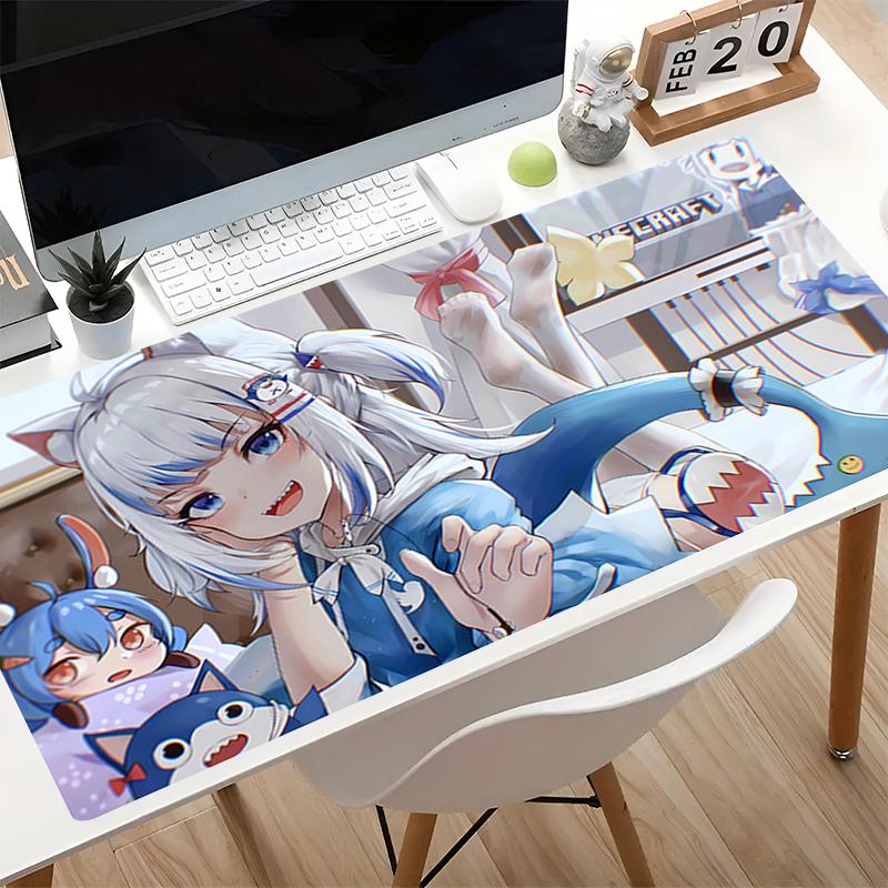 Mouse Pad Hololive Gawr Gura Colorful Table Mat Anime Professional Gaming Accessories Rubber Computer Keyboard Mat Game Mousepad