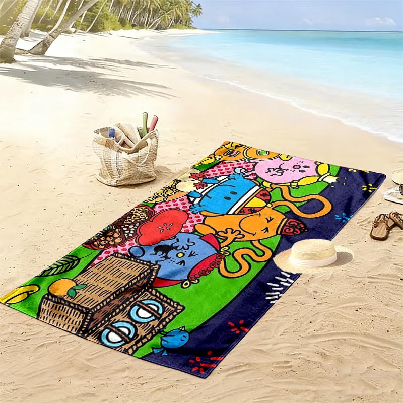 Mr. Men and Little Miss Print Beach Towel, Large Soft Quick Dry Towel for Beach Camping Swimming