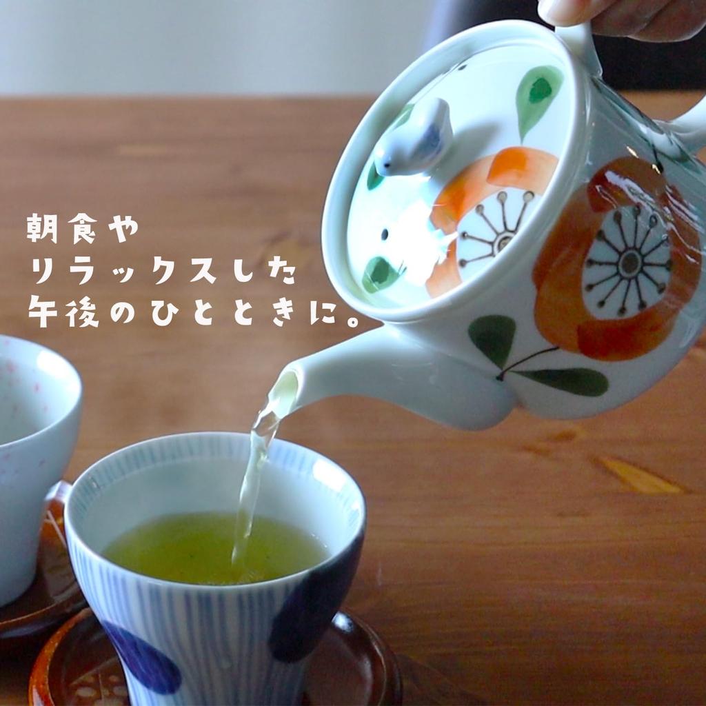 Yuuki Roman Lightweight Teapot with Tea Strainer, Made In Japan, Hasami Ware, Red Flower Arabesque Design