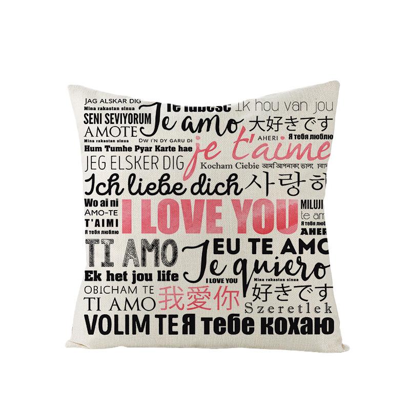 Polyester Pillowcase Valentine's Day Letter Print Sofa Pillowcase Home Ins Nordic Style
