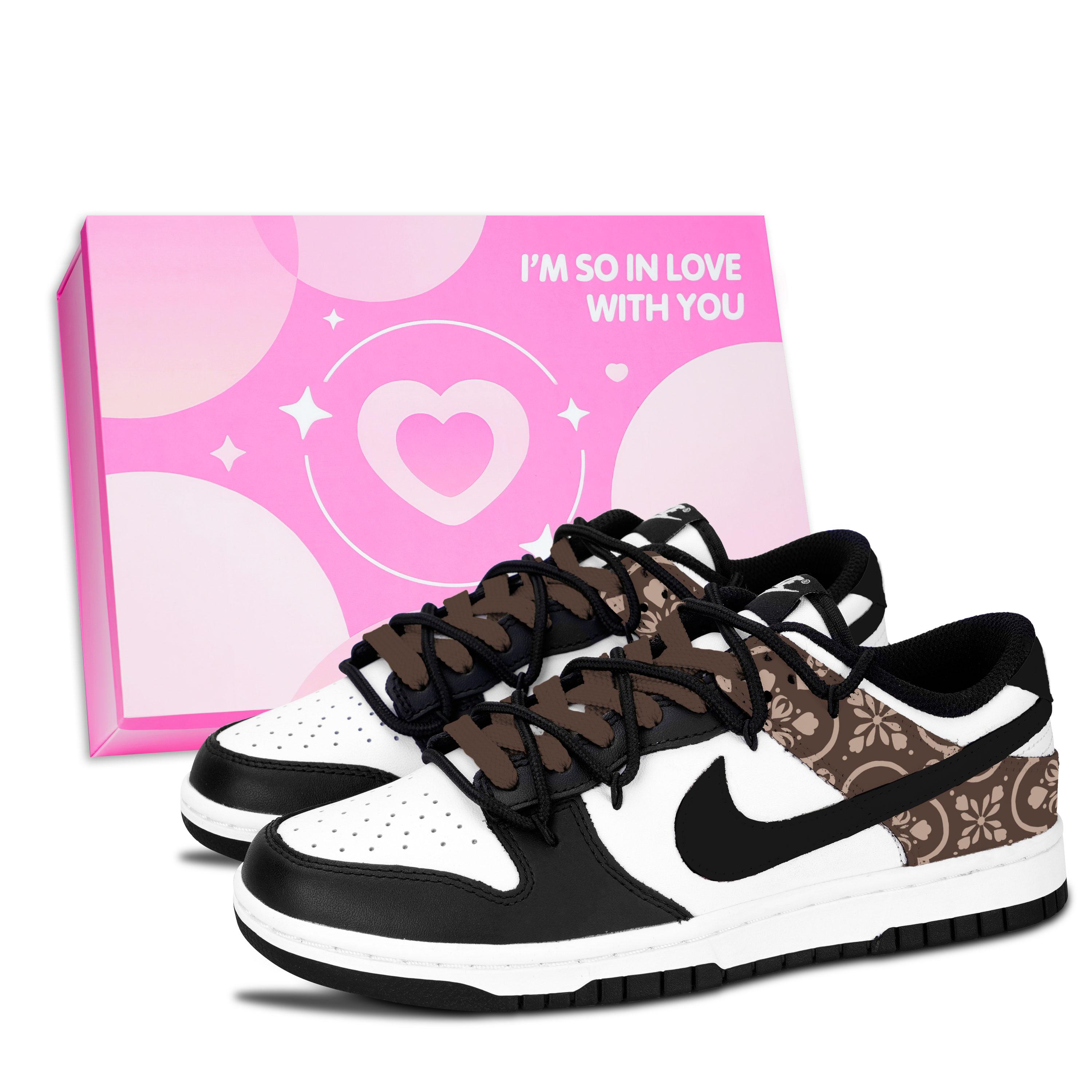 

Nike Dunk Black White, Brown Embroidered Elegance Abrasion Resistant Abrasion Resistant Low top Skateboard Shoes Unisex HF5441-100(Team887-) 44