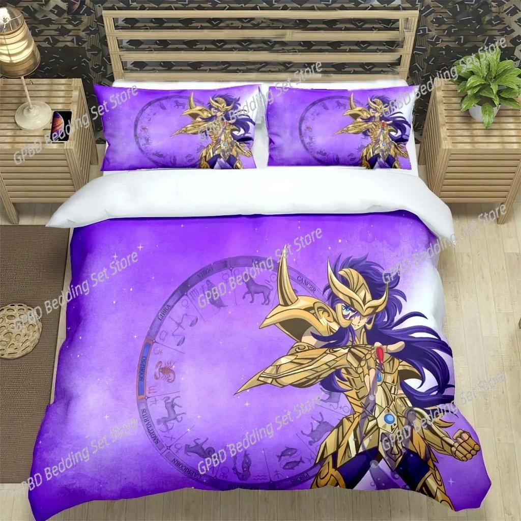 Comforter Saint Seiya 3D Bedding Set Black Comforter King Queen Size Polyester