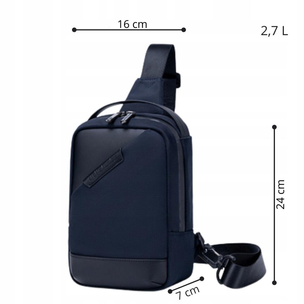Saszetka męska granatowa wodoodporna torba na ramię miejska biznesowa modna stylowa 2,7 l arctic hunter xb00693blue