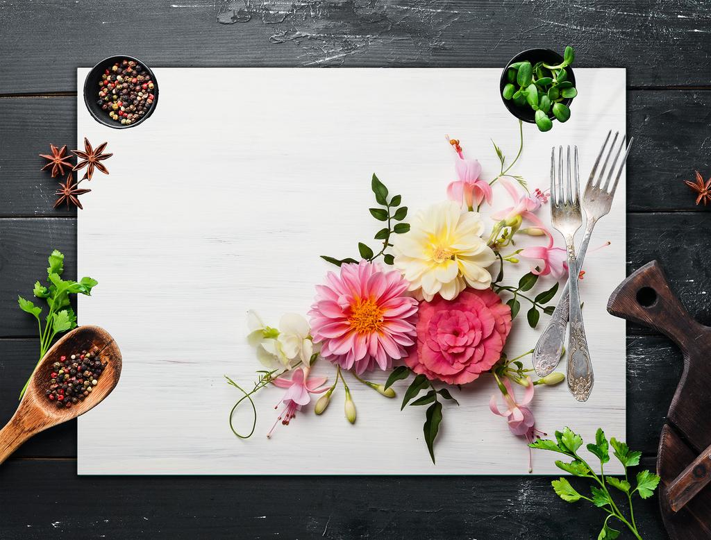 Glass stovetop protector 70x52 Flower