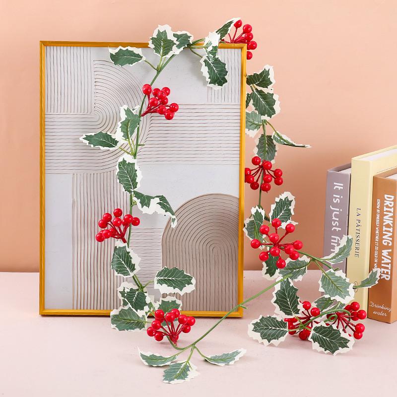 Christmas Decorative Faux Vine With Red Fruit For Holiday Home Decor