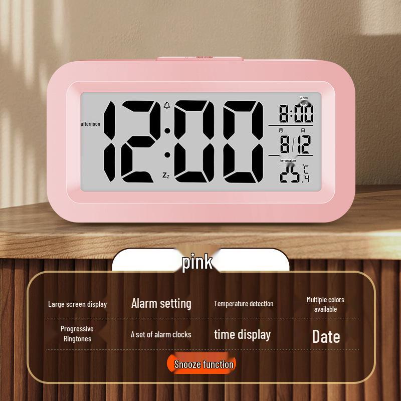 Multifunctional Smart Student Alarm Clock: Extra Loud, Silent, Rechargeable, with Temperature Display and Night Light
