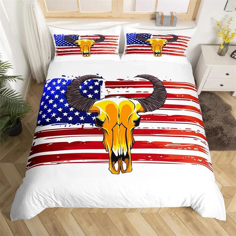 Oksekranie Dynetrekk King Western Cowboy Sengetøy Sett Gårdshus Hatt Sko Dyne Trekk Mikrofiber Kaktus Ørken Dynetrekk