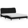 VidaXL Bed with Mattress Black 160x200 Cm Fabric, Bedroom Furniture, Double Bed, Curved Bed Frame, Slatted Base, Bed 3208543