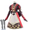 Women Gothic Halloween Costume Retro Poker Heart Queen Dress Bloody Stain Maid Apron Dress Carnival Masquerade Alice Cosplay