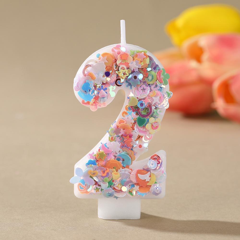 Colorful Sequin Flower Birthday Number Candles – Handmade DIY Cake Decorations