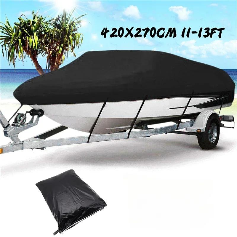 Black Boat Case Anti-Uv Waterproof Outdoor Protective Heavy Duty Marine Fishing Speedboat 190T Yacht 11-22Ft Premium Grade Auto Interior Accessory