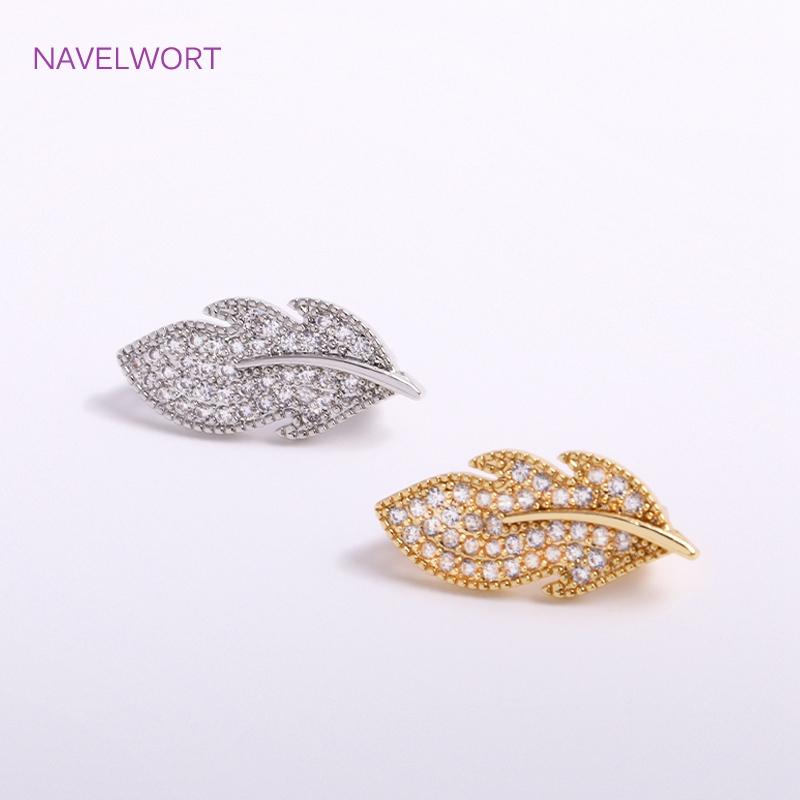 Trendy 18K Gold Plated Pearl Clasps For Necklace Making Accessory,Brass Inlaid Zircon Leaf Pearl Clasps DIY Jewelry Findings