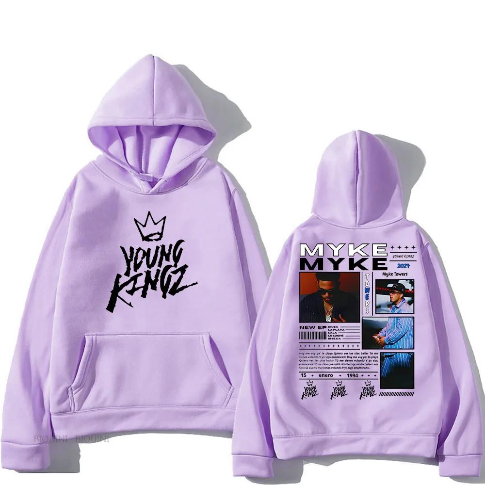 Rapero Myke Towers 2025 Tour Sudadera Informal Harajuku De Manga Larga Con Capucha Ropa De Lana Sudaderas Moda Sudadera Capucha