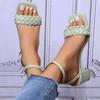 2022 Plus Size Chunky Heel Women's Square Toe One-Strap Sandals