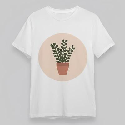 Women's Plus Size Comfortable Classic T-Shirt Mens Womens Tees Top Potted Plant Graphic Tee Summer