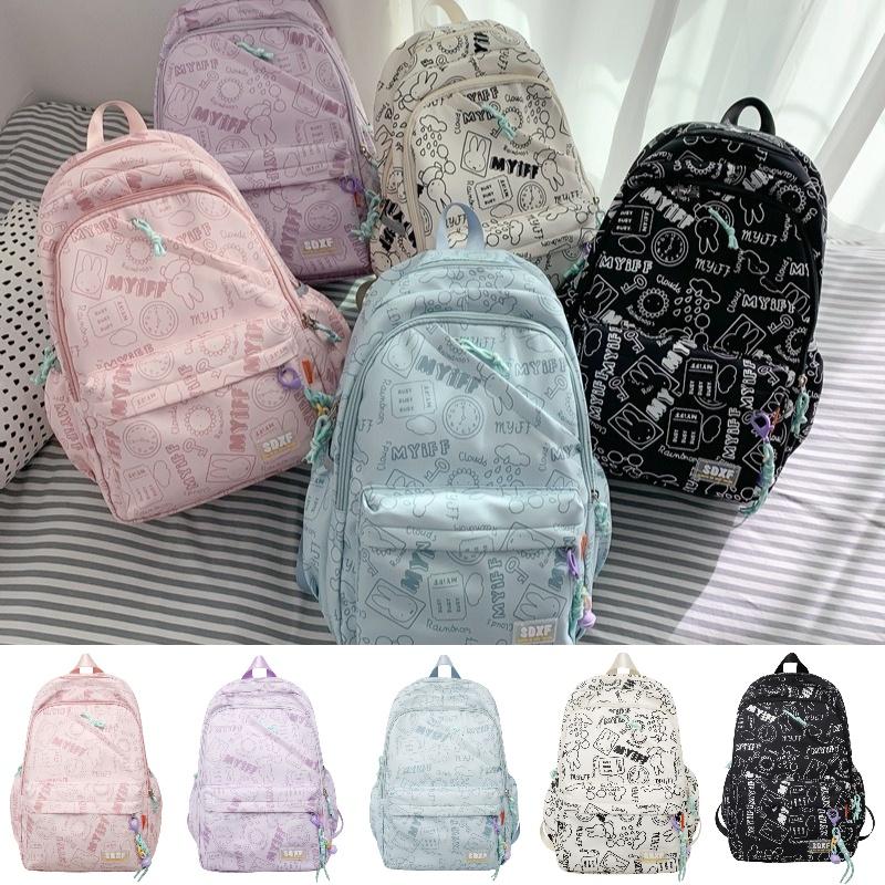 2023 New Cute Graffiti Backpack For Girls High Capacity Nylon Material