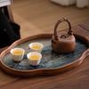 Bamboo Wood Glass Tea Tray Chinese Retro Ink Wind Dry Bubble Tray Simple Kung Fu Tea Tray Tea Set Storage Accessories