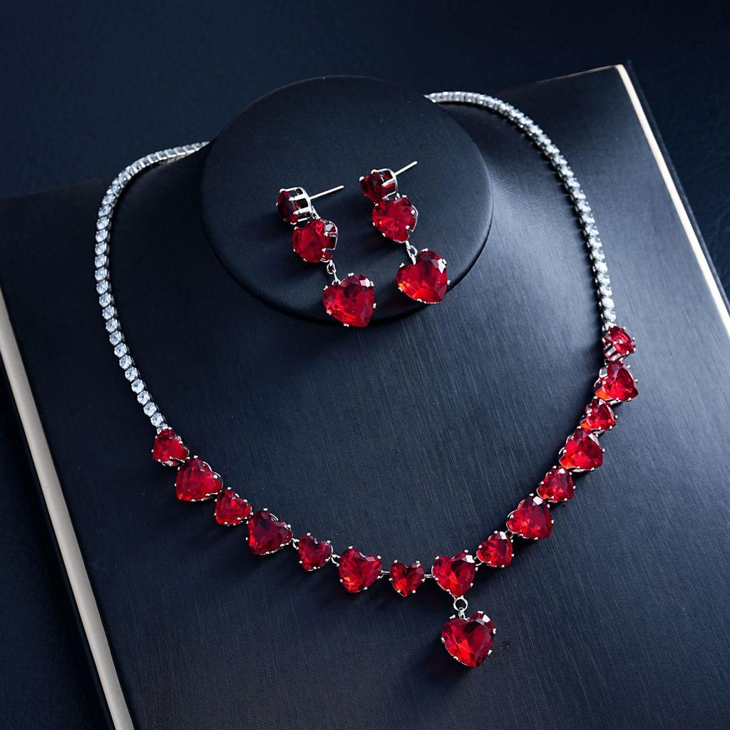 Elegant Zirconia Water Drop Necklace & Earring Set - Versatile Luxury for Brides and Evening Wear