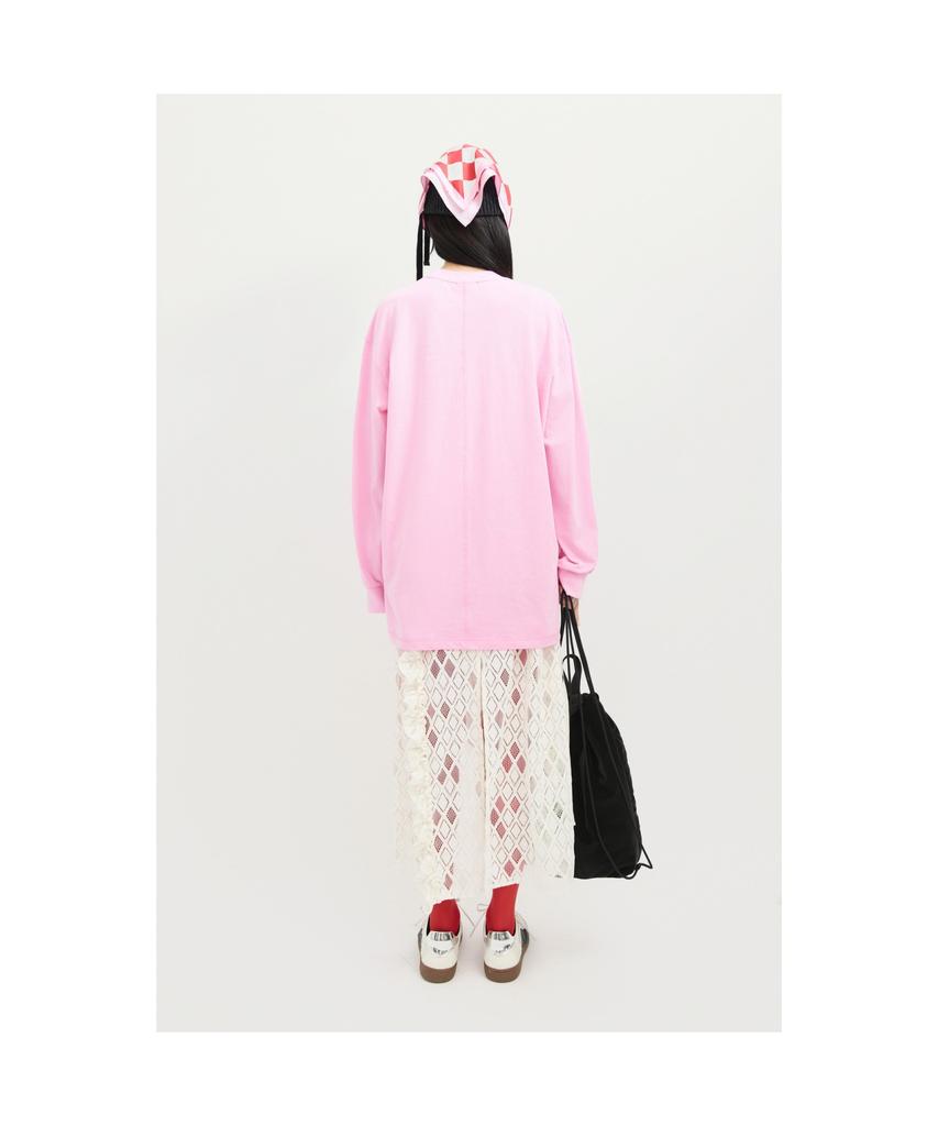 LUCKY CHOUETTE Print Point Long Length Long-Sleeved T-Shirt (Pink) Lftas25190Pix