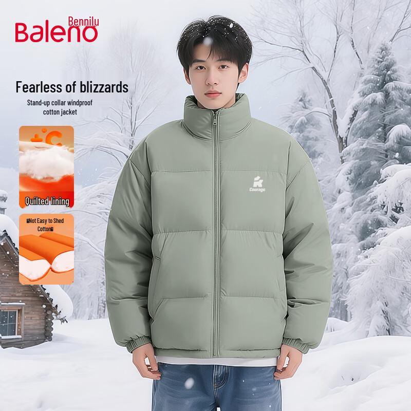 Baleno Men's Stand Collar Fleece-Lined Winter Jacket