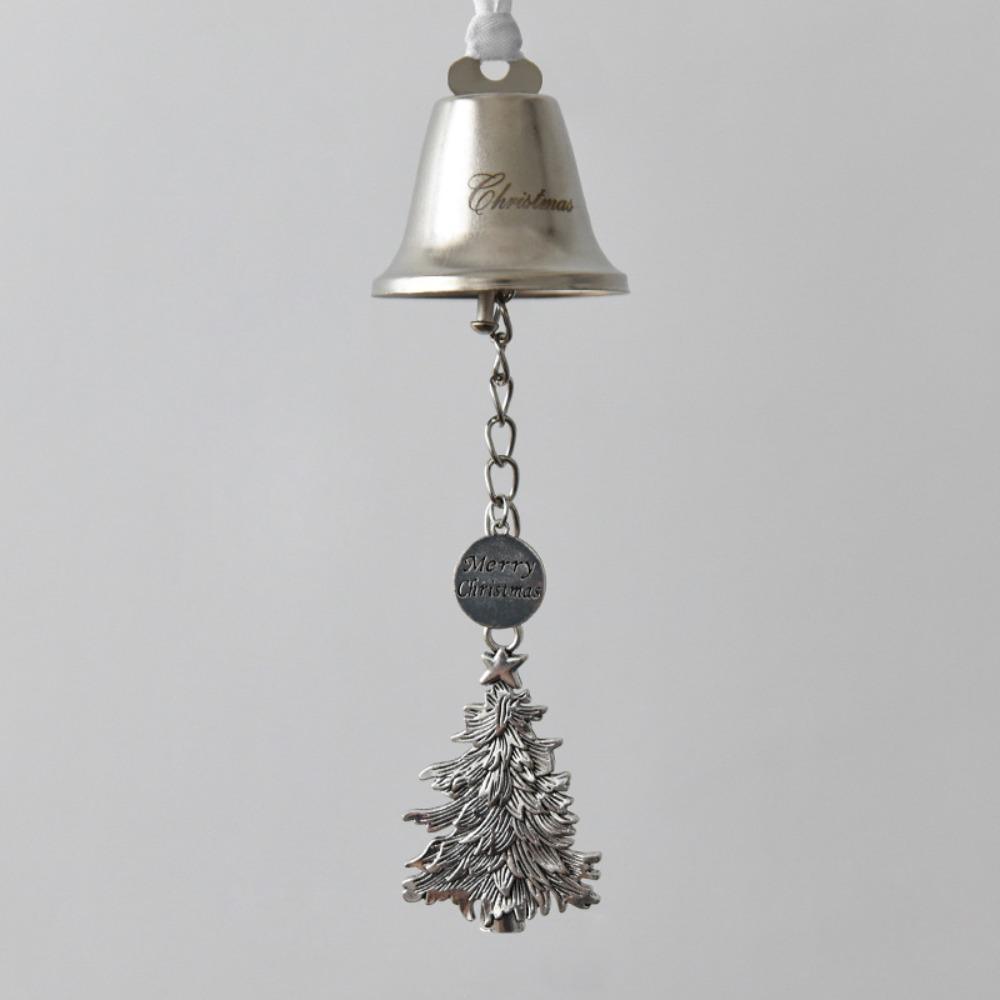 

Wonderful Silver Christmas Bell Ornament Iron DIY Xmas Jingle Bells Holiday Decoration with Ribbon Christmas Tree Pendant