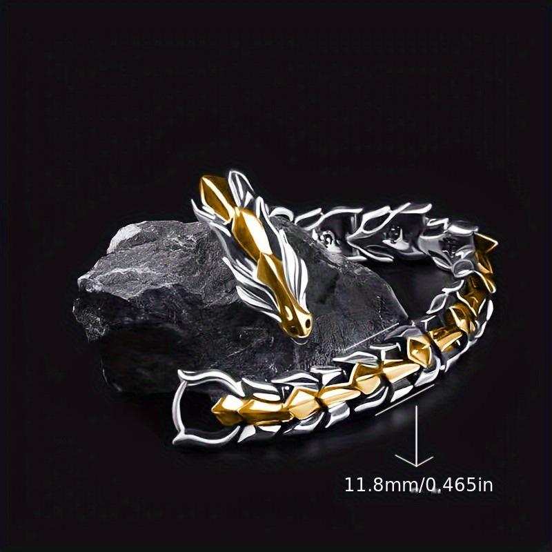 Men's Retro Dragon Head Bracelet - Multicolor Punk Hip Hop Style with Dragon Scale Pattern