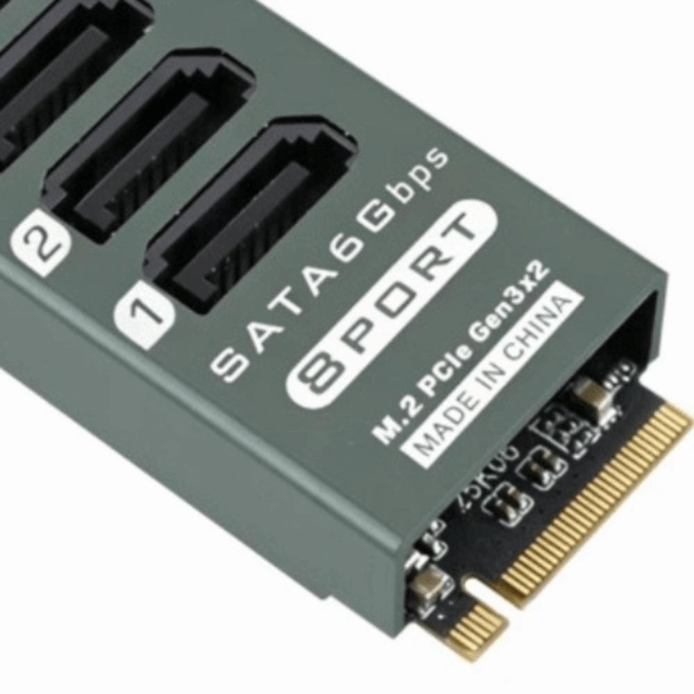 16Gbps Interface SATA Expansion Card 8 Port NGFF SATA Adapter M.2 to SATA Adapter Home Server