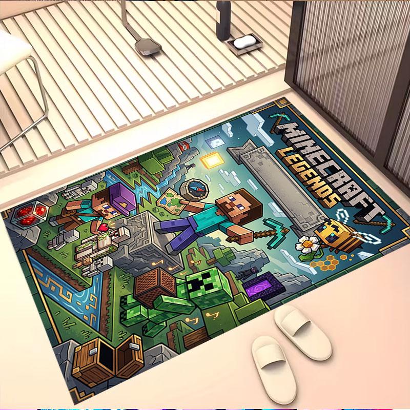 Minecraft1 (4) Print Rug, Washable Floor Carpet, For Entryway Dorm Laundry Room Office Study, Home Decor Birthday Christmas Gift