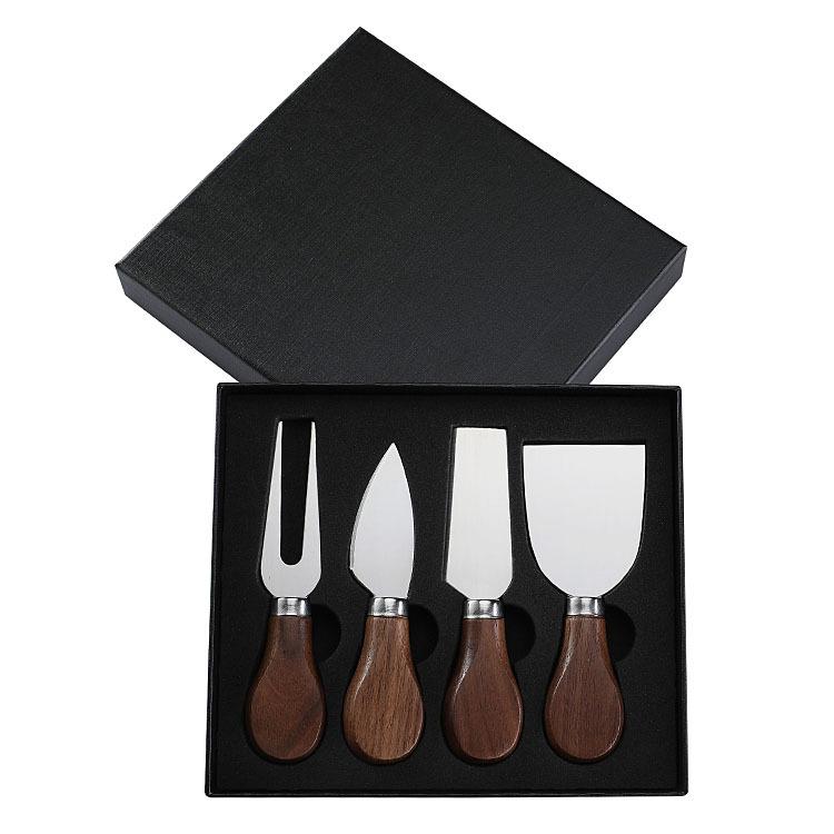 Walnut Handle Boxed Cheese Knife 4/6Piece Set Small Fork Cutlery Cream Baking Tool