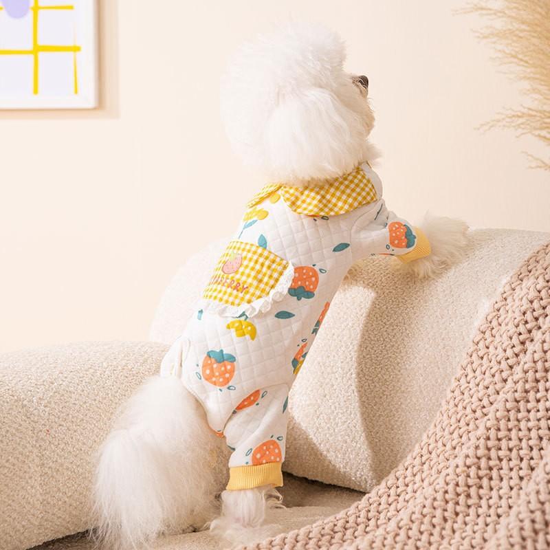 Autumn and winter thin cute bear striped puppy four-legged loungewear cat home air conditioner clothing pet clothes