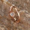 Fashion Commuter Champagne Gold Four Claw Oval White Edge Moon Ring