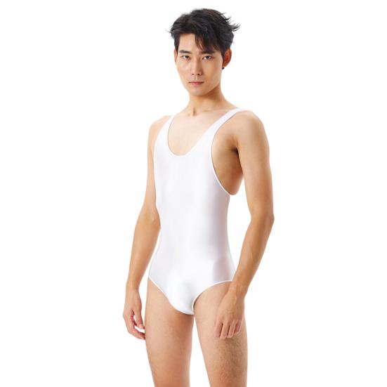 Herren Overall Sexy Skinny Ärmellos Seidig Hohe Elastizität Nachtwäsche Einfarbige Herren Bodysuit Glatte Unterwäsche Tägliche Kleidung