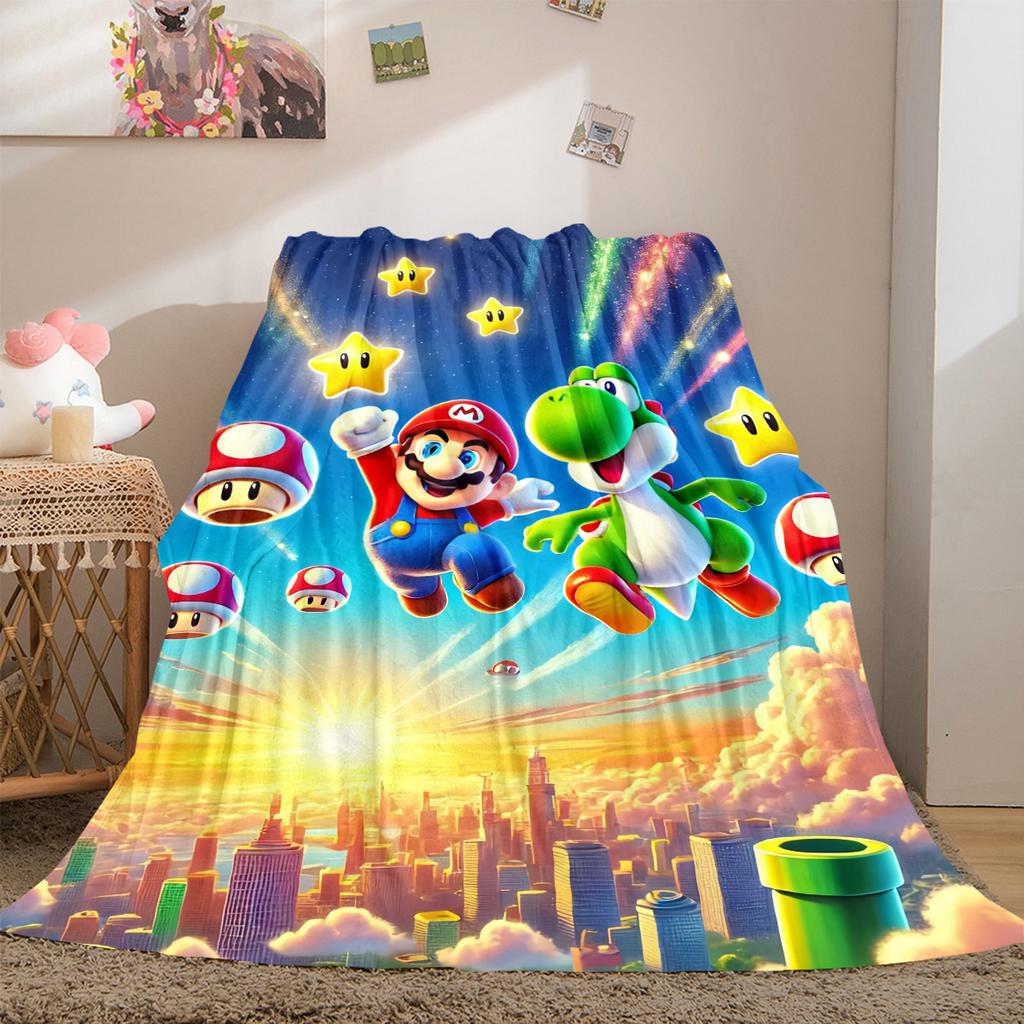 Super Mario Print Blanket Warm Comfortable Flannel Cover For Bedrooms, Sofas, Beds, Chairs LXR92