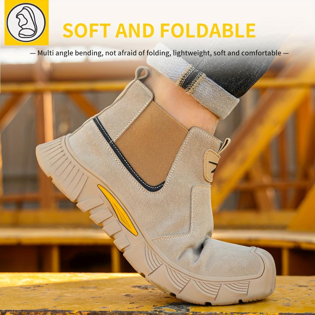 Steel Toe Anti-smash Anti-stabbing Wear-resistant Shoes Fireproof Flower Welder Men's Non-slip Boots Work Safety Shoes