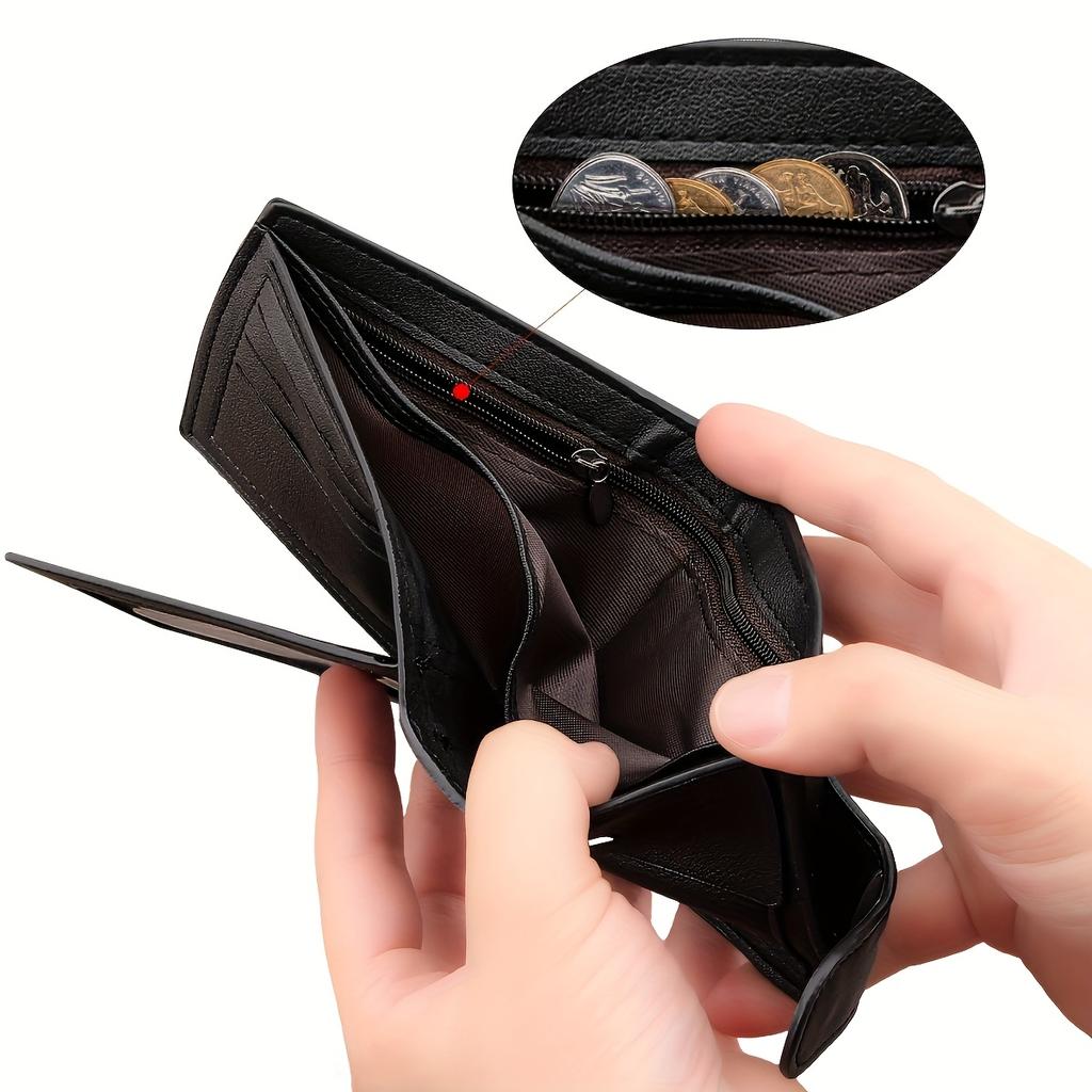 Herren Glamouröses Business Portemonnaie, Kunstleder, Bifold mit Kartenfächern und Ausweisfach