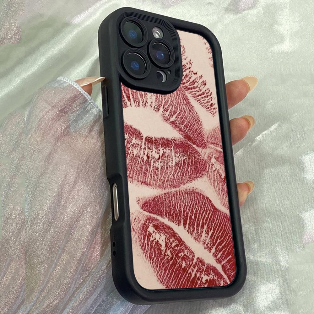 JT434 Pretty Red Lips for iPhone 17 16 15 14 Pro Max Samsung S26 S25 Ultra A17 A07 A56 A16 A06 A13 A14 Xiaomi 15T Redmi 15c Note 14 13 12 11 Soft Case