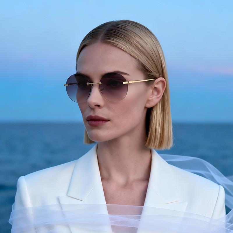 Modern Round Frame Sunglasses For Women With Pc Lenses And Sun Protection