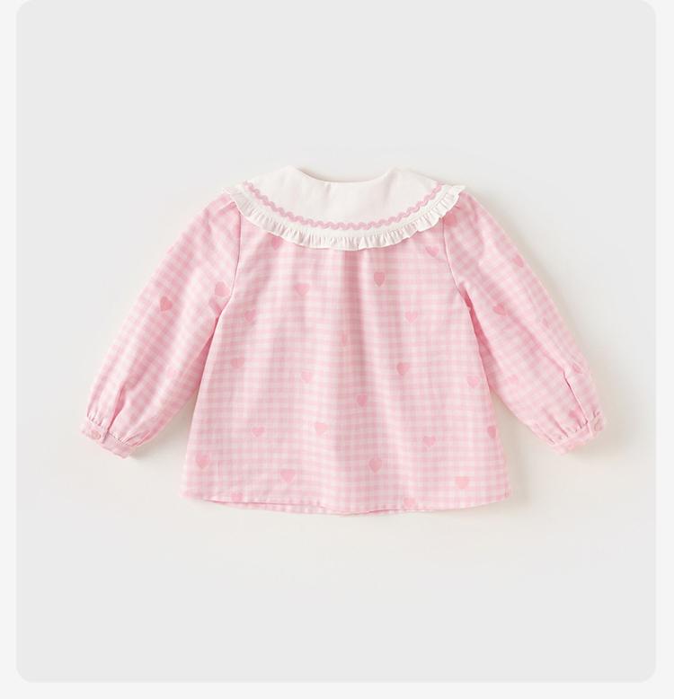 David Bella Girls' Shirt Autumn Dress Children's Pure Cotton Checkered Shirt Baby Girls' Stylish Top