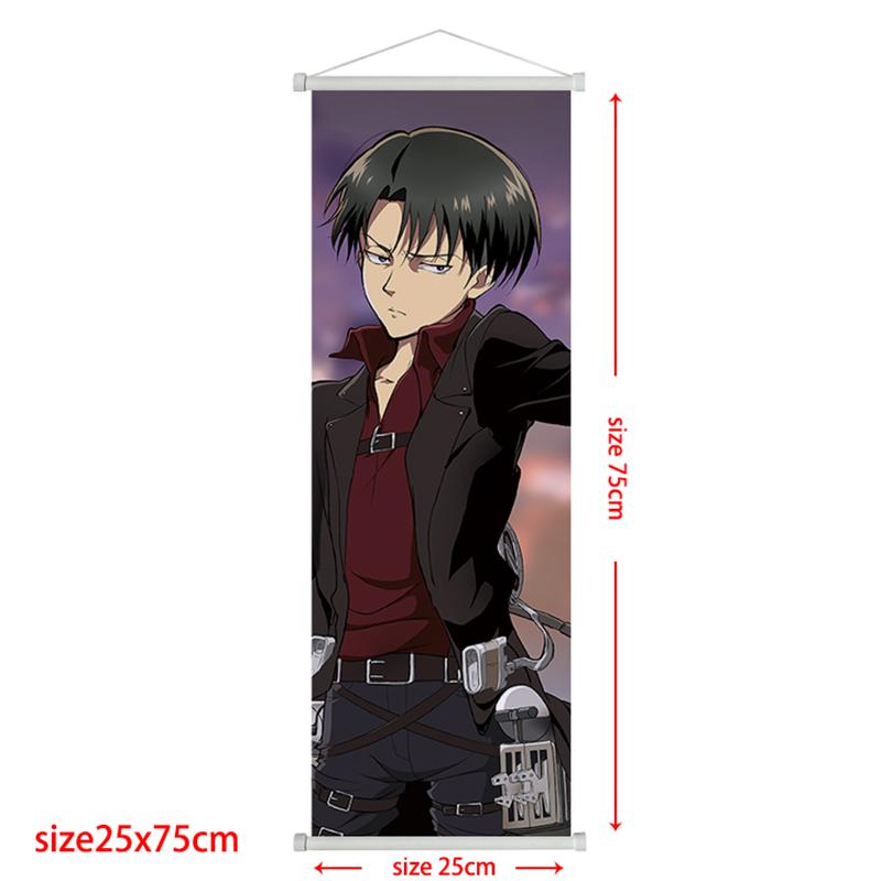 Anime Attack On Titan Levi Scroll Poster Eren Ackerman HD Art Sticky Wall Waterproof Home Living Room Bedroom Bar Aesthetic Decoration