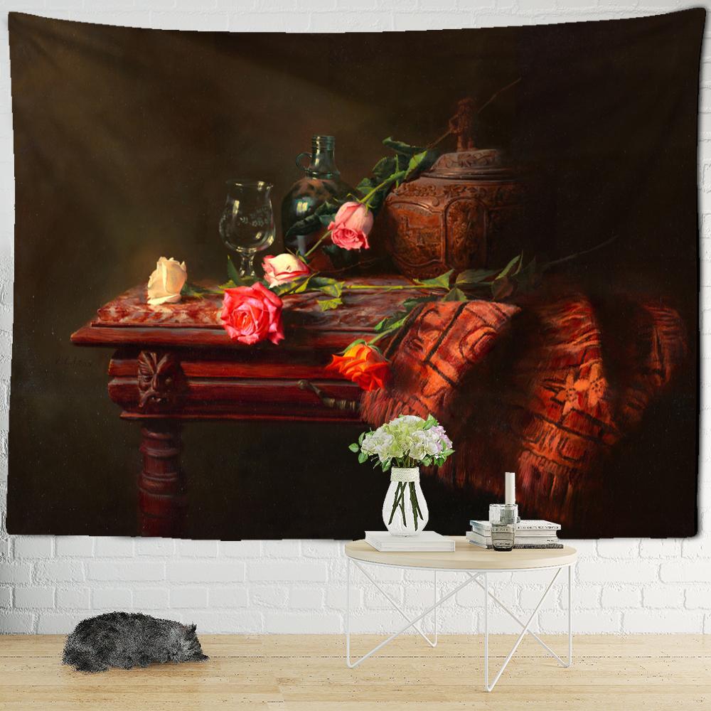 Sanat Çiçek Yağlıboya Duvar Asma Boho Psikedelik Soyut Goblen Hippi Tapiz Odası Polyester Arka Plan Kumaş Dekor