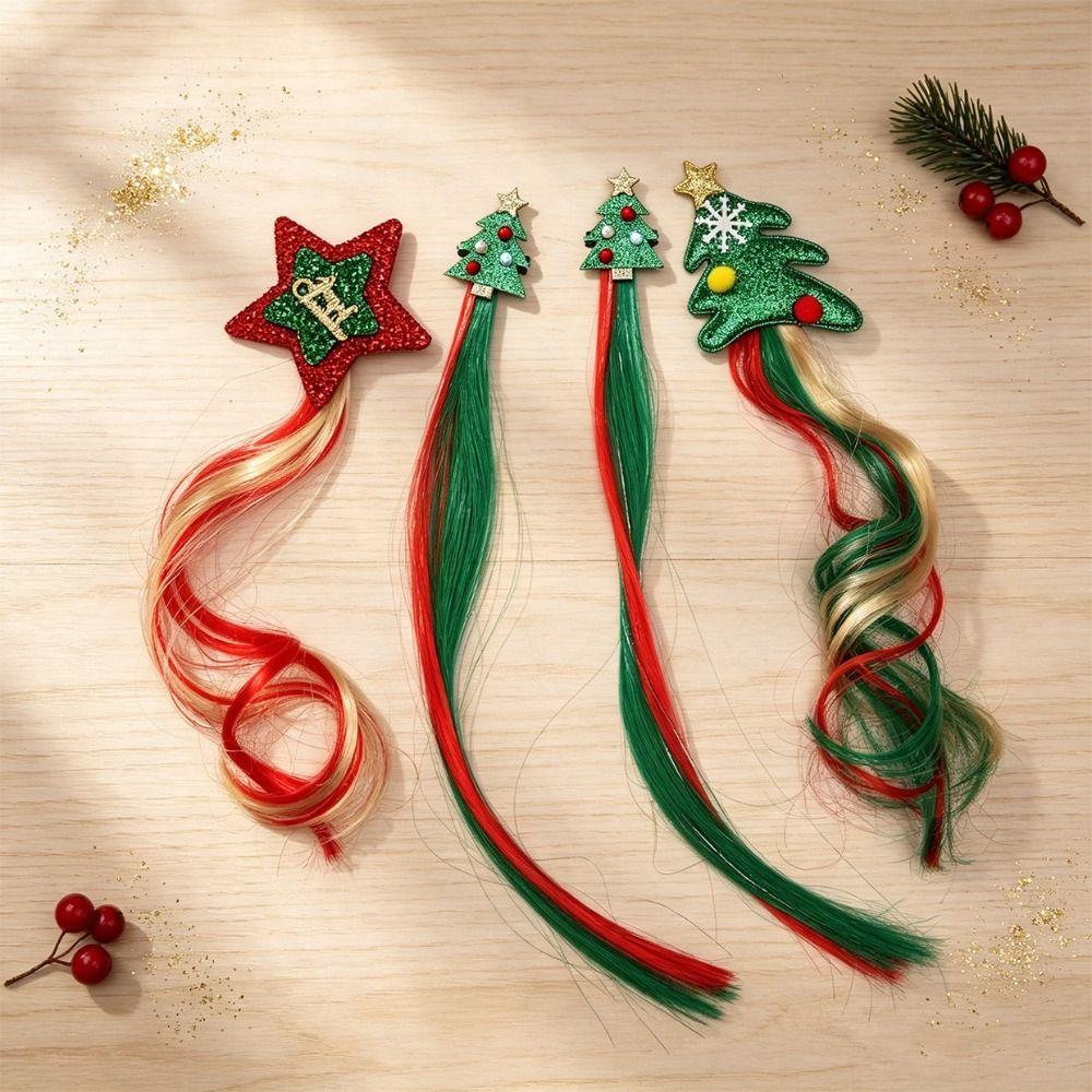 1/2Pcs Vibrant Festive Hairpin Ornament Santa Claus Wig Braid Hair Tie  Christmas Party