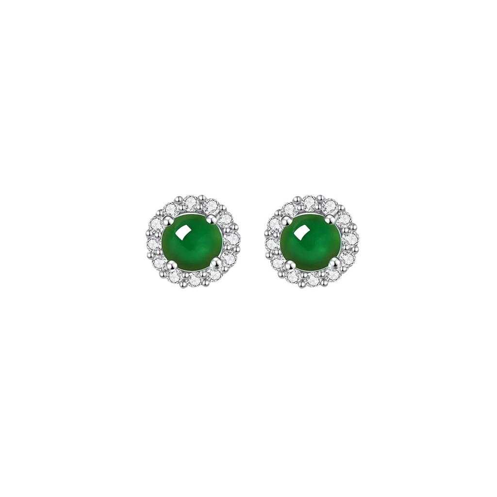 Simple National Style Green Stud Earrings Exquisite Versatile Earrings Temperament Trendy Jewelry