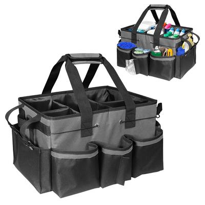 Large Cleaning Supplies Organizer with Handle Cleaning Organizer Tote Bag Detachable Divider for Cleaning Suppliers-Housekeepers
