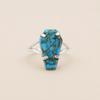 Copper Turquoise Coffin Ring, 925 Sterling Silver Prong Set Gemstone Ring, Boho Statement Ring, Geometric Handmade Jewelry
