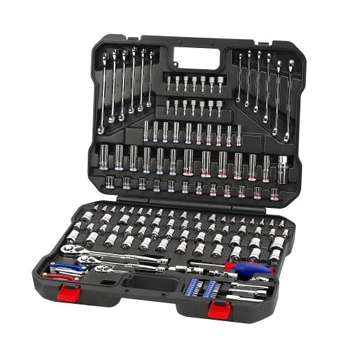 WORKPRO 164-Piece Socket Wrench Set, Inch Tool Set, Includes Ratchet Wrench for Harley, Automotive, and Motorcycle Repair and Maintenance