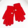 Solid Color Touch Screen Gloves Bear Cycling Gloves Cute Winter Knitted Gloves  Women
