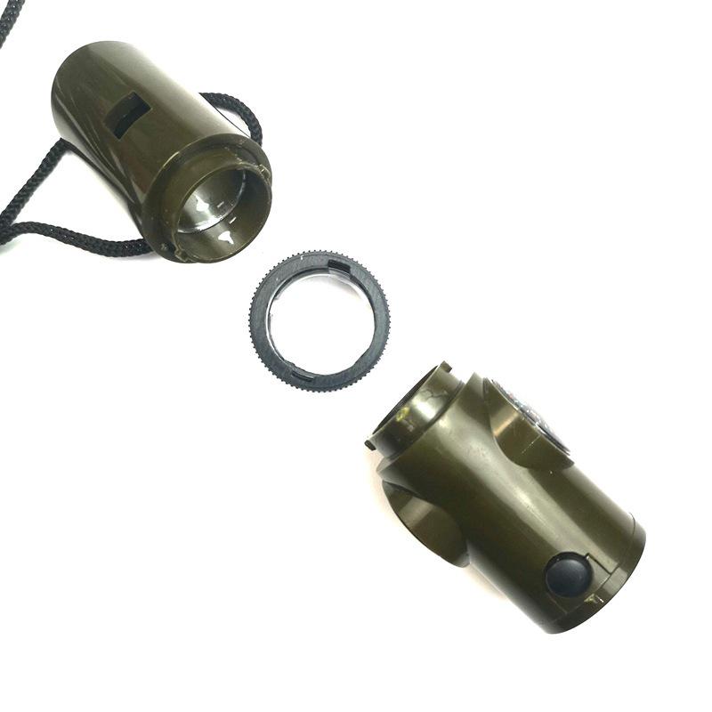 Multifunctional 7-in-1 Survival Whistle with LED, Thermometer, and Compass